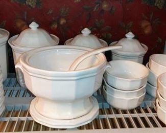 Large set of dishes 
Pattern: Heritage, 
White by Pfaltzgraff