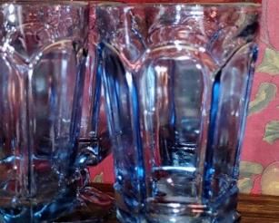Blue Virginia Fostoria tea glasses