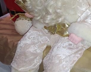 White crushed velvet santa