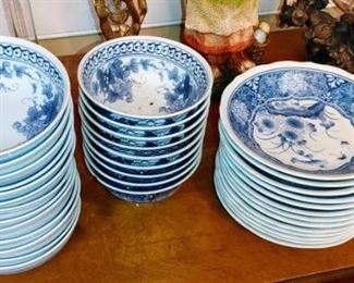 Blue & white oriental bowls