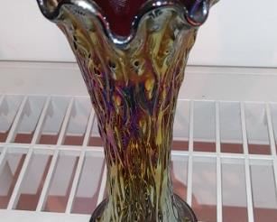 Antique tree trunk carnival glass vase