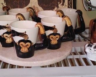 Magnificent 3D mid-century modern monkey cups