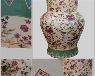 Large Oriental vase with purple flowers