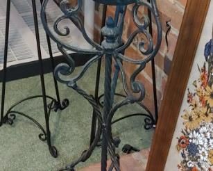 Pair heavy cast iron candle holders