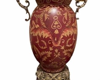 Metal & porcelain vase