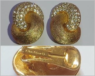 Vintage Gold Plated Christian Dior clip on earrings