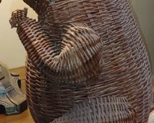 Mid-Century Modern Frog Wicker Magazine Rack Stand, 1970s, German