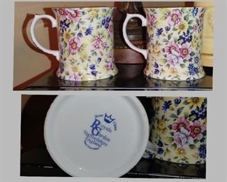 Royal Garden Staffordshire England Chintz coffee cups England Bone China