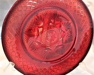 10 Vintage Ruby Red 8” Glass Salad  Plates France Luminarc D’arcoroc
10 dinner plates