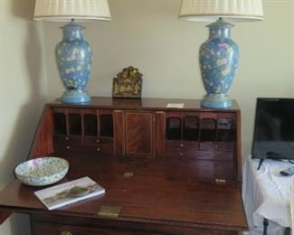 DROP FRONT SECRETARY & LAMPS