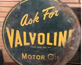Vintage original double-sided Porcelain Valvoline motor oil sign