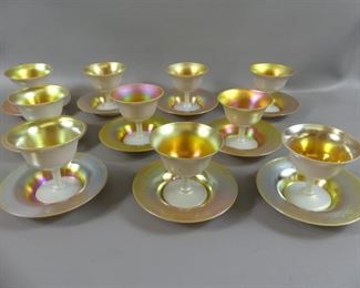 Set 10 Steuben art glass sherbets