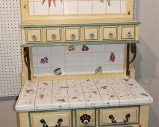 Vintage tiled baker rack /kitchen hutch Pulaski Furn