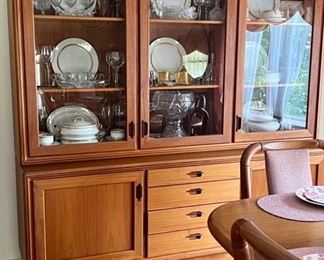 Co-ordinating MCM two piece Teak China Cabinet 