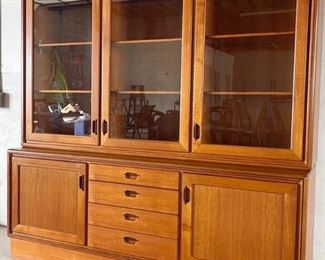 Co-ordinating MCM two piece Teak China Cabinet 