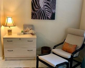 Comfy lounging chair & side cabinet 