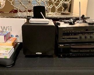 Electronics including Nintendo Wii, Sterwood, Bose, Polk Audio, and Nakamichi 