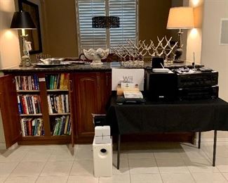 Selection of books and various electronics