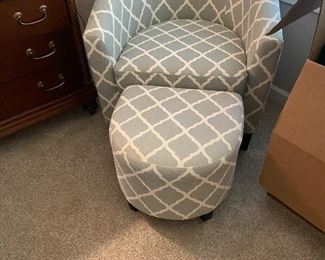 #16. $160. Chair and ottoman - great scale for any space.  Chair is 29.5"w x 27"d x 30"h.  Ottoman is 19"w x 17"d x 16"h