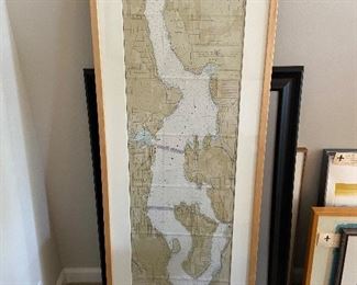 #36. $240. Framed map of Lake Washington