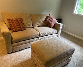 #25 $320. Queen Sleeper Sofa with storage ottoman.  36"d x 30"h to the back 39"h if height of cushions is included x 83"w.    Like new condition. 