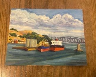 #52 $100 "Marina Vista Martinez". 9 x 12.9x12 by K. Robinson, California Plein Air artist.