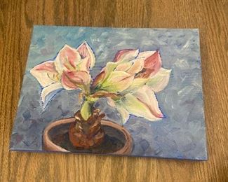 #55. $100. "Dwarf Amaryllis". 9x12 by K. Robinson, California Plein Air artist.