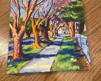 #56 $100 "Street Trees". 9x12 by K. Robinson, California Plein Air artist.