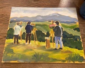 #57. $240. "Susan's Painting Class". 16 x 20 by K. Robinson, California Plein Air artist.