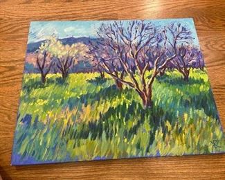 #61. $240. "Moraga Pear Orchard". 16 x 20 by K. Robinson, California Plein Air artist.