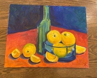 #68. $200. "Allison's Lemons". 14 x 18 by K. Robinson, California Plein Air artist.