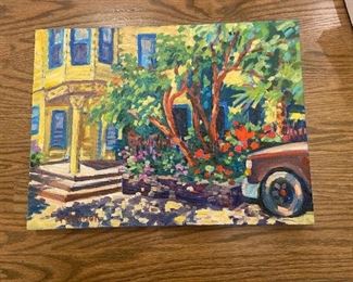 #70 $180 "Port Costa Hotel". 12 x 16 by K. Robinson, California Plein Air artist.