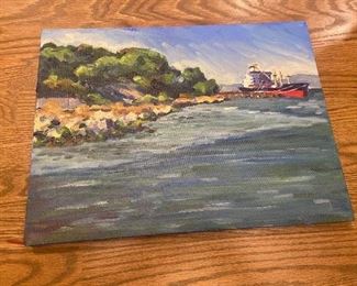 #76 $180 "View From Crockett". 12 x 16 by K. Robinson, California Plein Air artist.