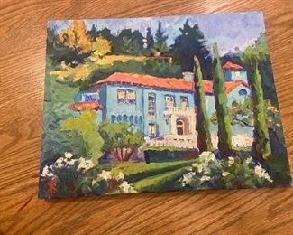 #81 $150 "Casa Azul". 11 x 14 by K. Robinson, California Plein Air artist.
