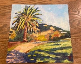 #83 $150 "Palm Tree".(John Muir House)  12 x 12 by K. Robinson, California Plein Air artist.