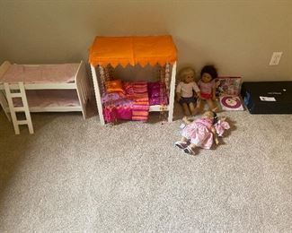 American Girl dolls  for sale in person, furniture sold in following photos
