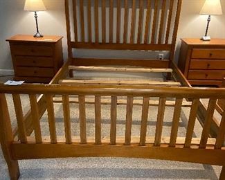 #26. $60. Solid Queen bed frame.  64"w x 31"h footboard and 54"h headboard.  