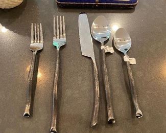 $120 Twig Pattern Flatware set service for 12.  Smaller sets and individual pieces for sale in-person only.