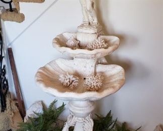 Vintage 3 Piece Concrete Fountain - HUGE! Excellent Condition 