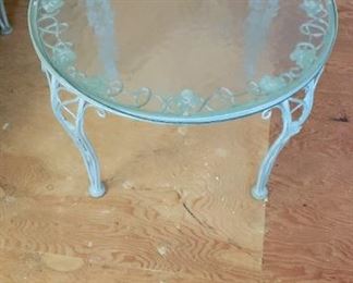 Vintage Wrought Iron Round End/Accent Table (Part of Set) 