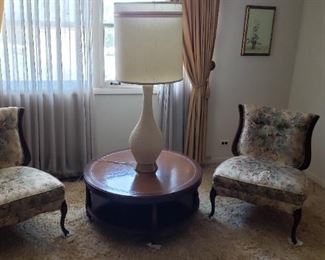 MCM Accent Table ; Accent Chairs, Original 1950s Plaster Organic Form Accent Lamp (EXTRA LARGE, EXCELLENT CONDITION)  
