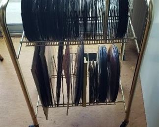 Vintage Records and Brass Record Rack 