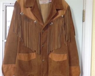 Western Schott leather fringed jacket, women size 38