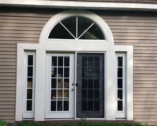 French door, side windows and half circle window