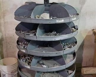 6-Tier Metal Revolving Storage Bin W/ Contents 