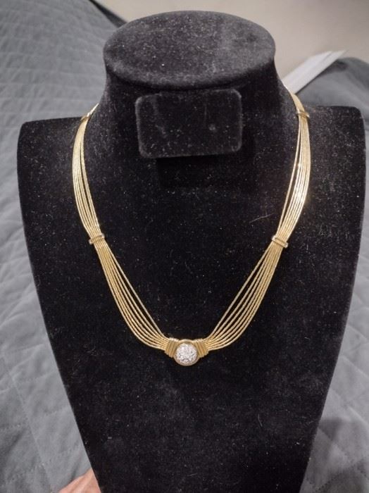 14k gold and diamonds necklace 