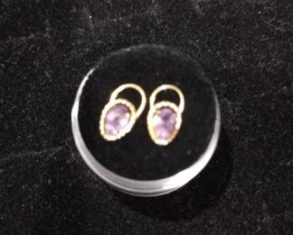14k gold earrings and amethyst 