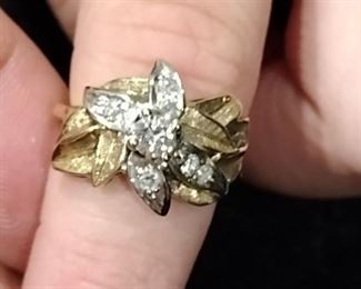 14k gold ring with diamonds 