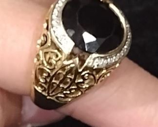 monster 14k onyx and diamond gold ring 