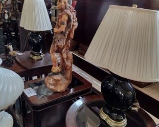 awesome indian statue, ethan allen lamps, kind size headboard and more!!
